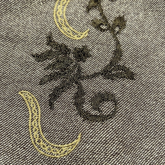 Chicoโs Gold Metallic Lined Button Down Embroidered Jacket - Picture 8 of 11